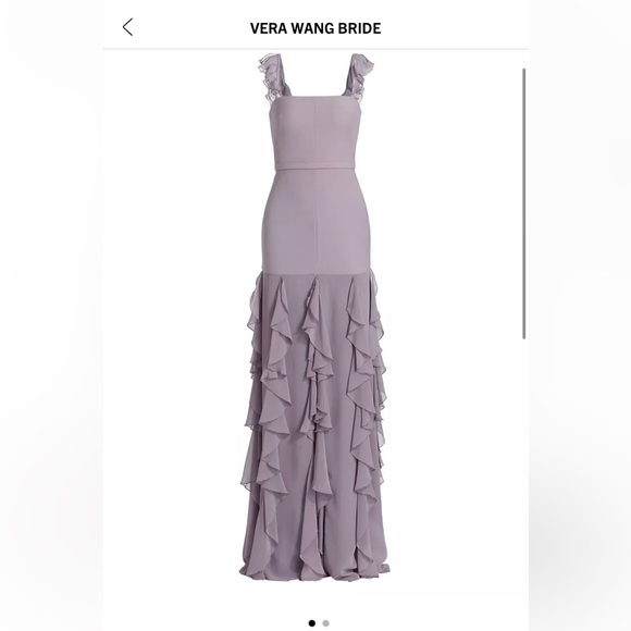vera wang ruffle bridesmaid dress White by VERA WANG Ballet Pink Chiffon Ruffle Bridesmaid Dress 8